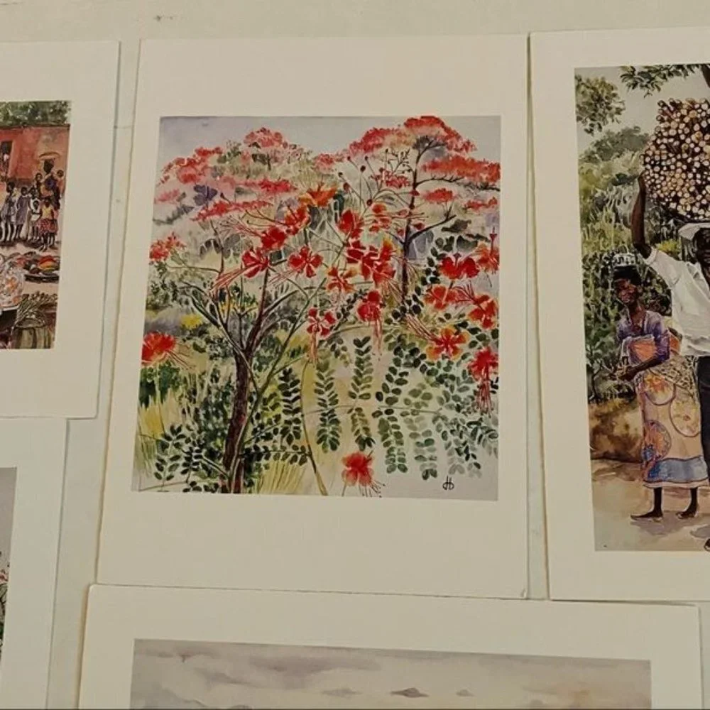Watercolor by Dorothy B. Hayes 1994 Blank‎ Cards Set of 14 Floral People Farm